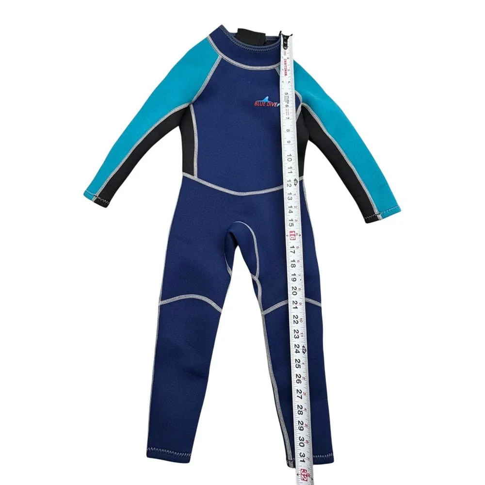 Blue Dive Kids Full Body Wetsuit Blue Teal Neoprene Back Zip Size Small